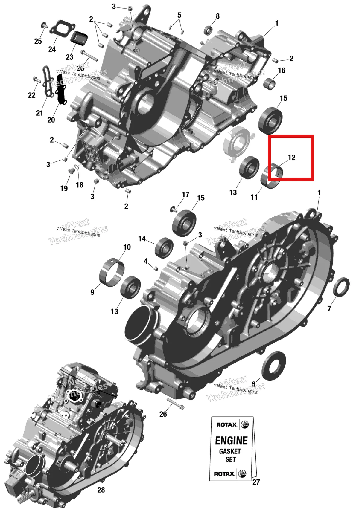 Деталь 420233371 на схеме узла 2024 Can-Am Outlander PRO HD5 4X4 - 1NRB - Hunting Edition - Wildland Camo Rotax - Crankcase