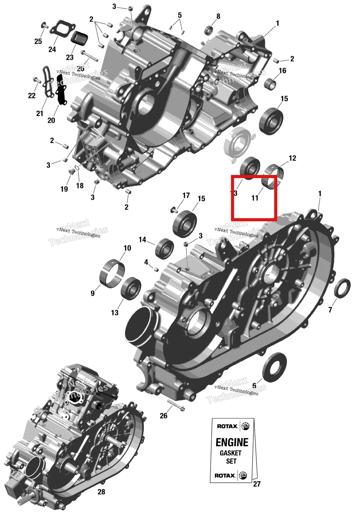 Деталь 420233376 на схеме узла 2024 Can-Am Outlander PRO HD5 4X4 - 1NRB - Hunting Edition - Wildland Camo Rotax - Crankcase