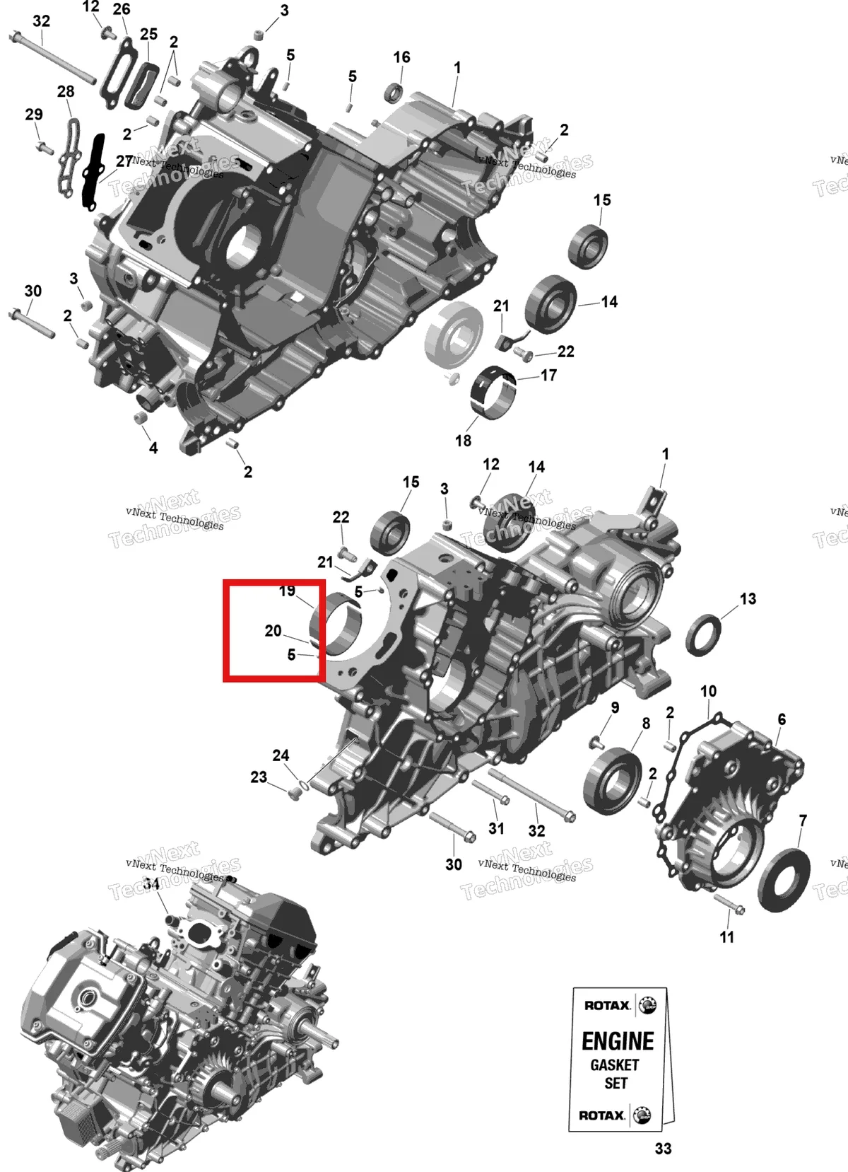 Деталь 420233377 (Подшипник втулка Can-Am Outlander 4x4 XT 1000R (2025) (420233377)) на схеме узла 2026 Can-Am OUTLANDER - 4X4 - XT - 1000R - 4FTB - CALI - Platinum Silver Satin Rotax - Crankcase