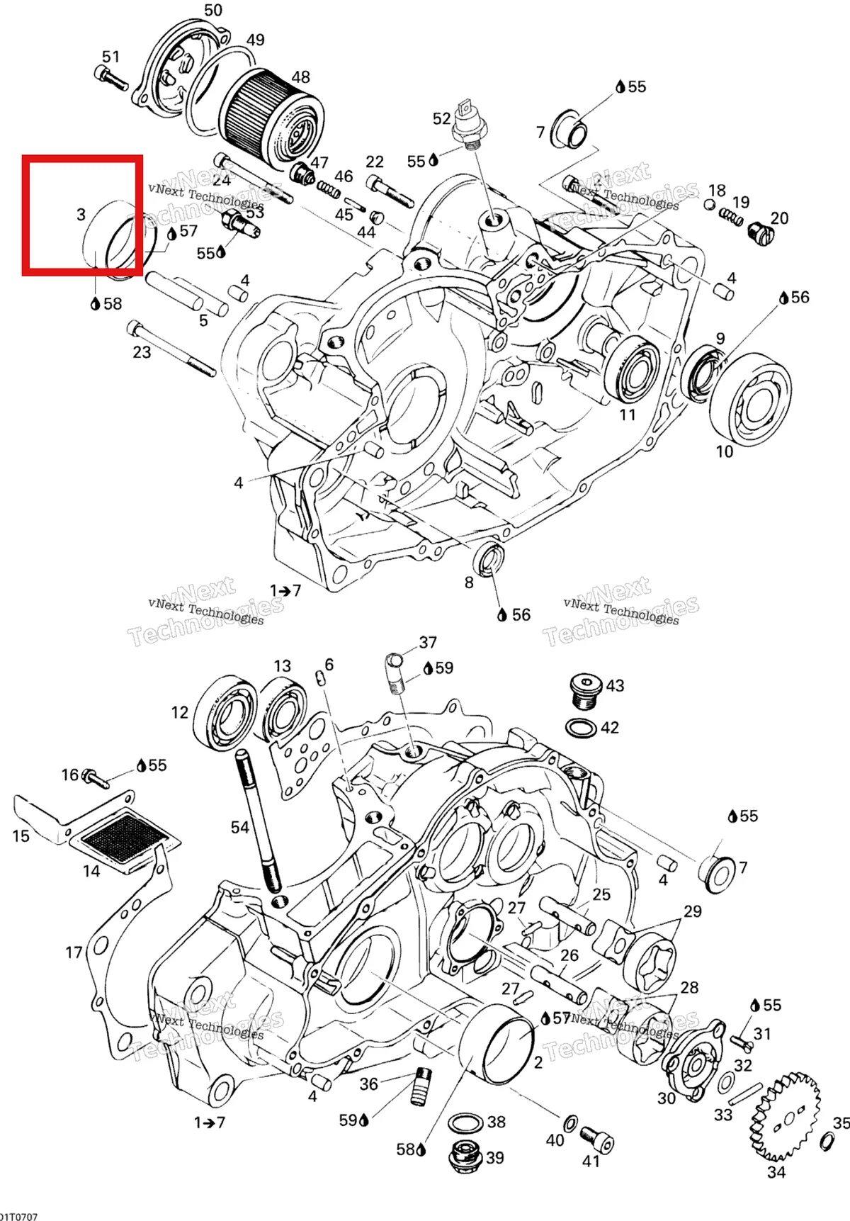 Деталь 420233677 на схеме узла 2007 Can-Am DS 650 X Crankcase