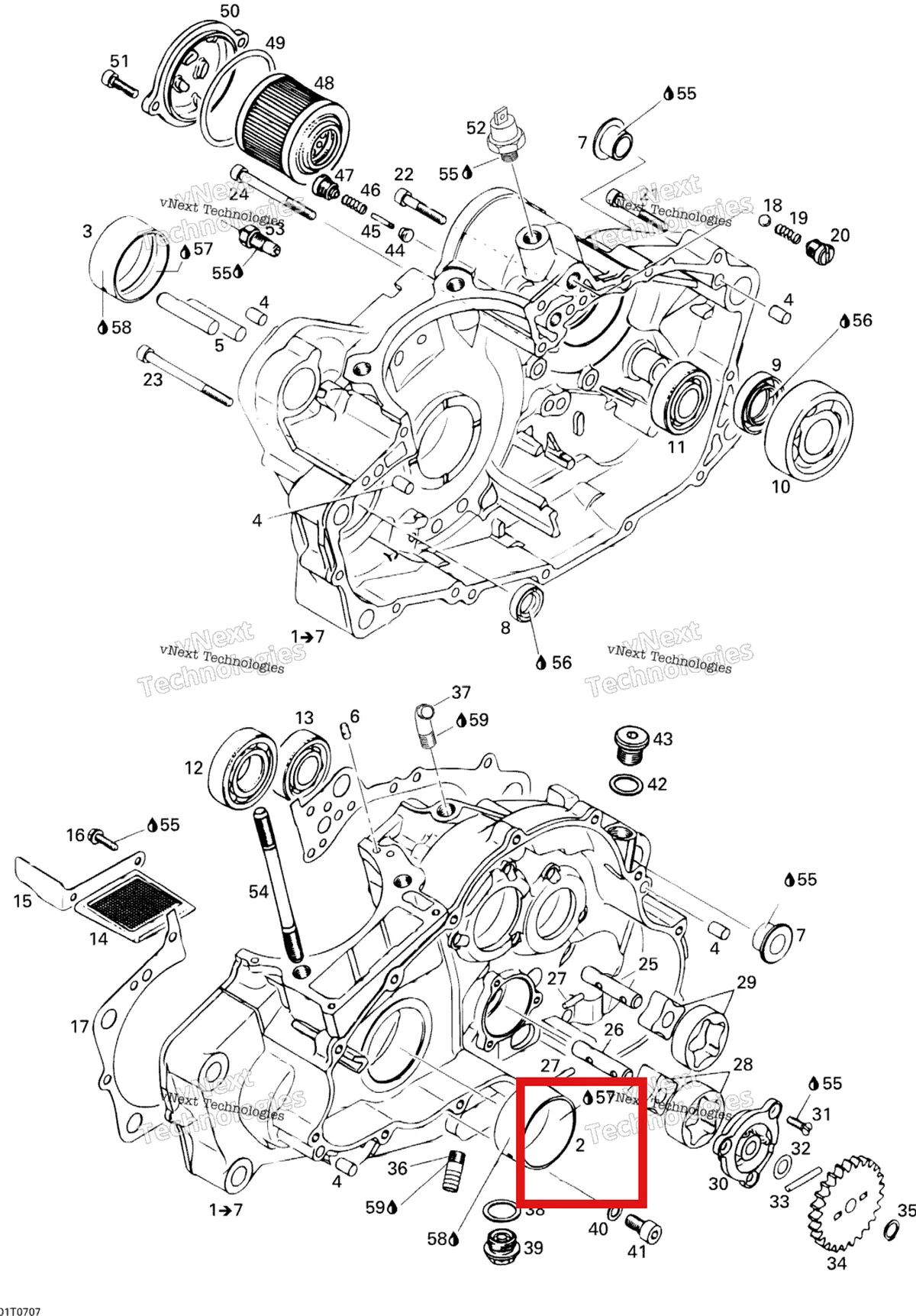 Деталь 420233680 на схеме узла 2007 Can-Am DS 650 X Crankcase