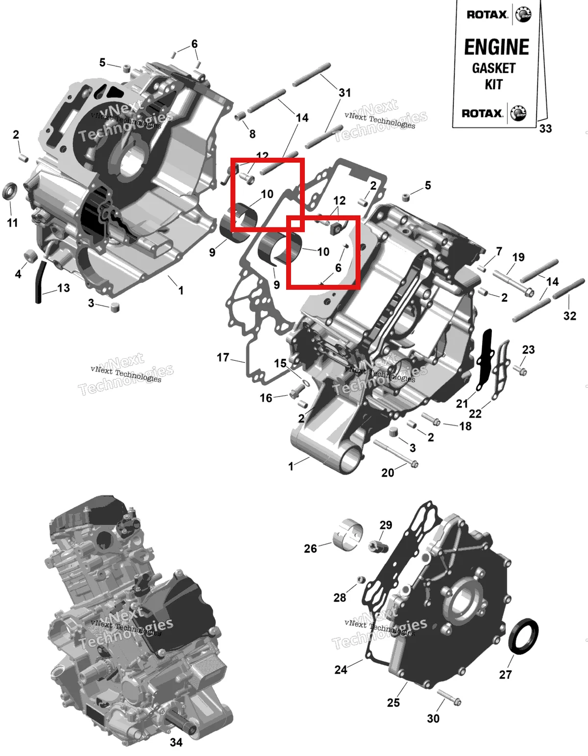 Деталь 420233965 (Деталь Bearing Sleeve) на схеме узла 2026 Can-Am RENEGADE - 4X4 - XMR - 1000R EFI - 5UTA - Hyper Silver Rotax - Crankcase