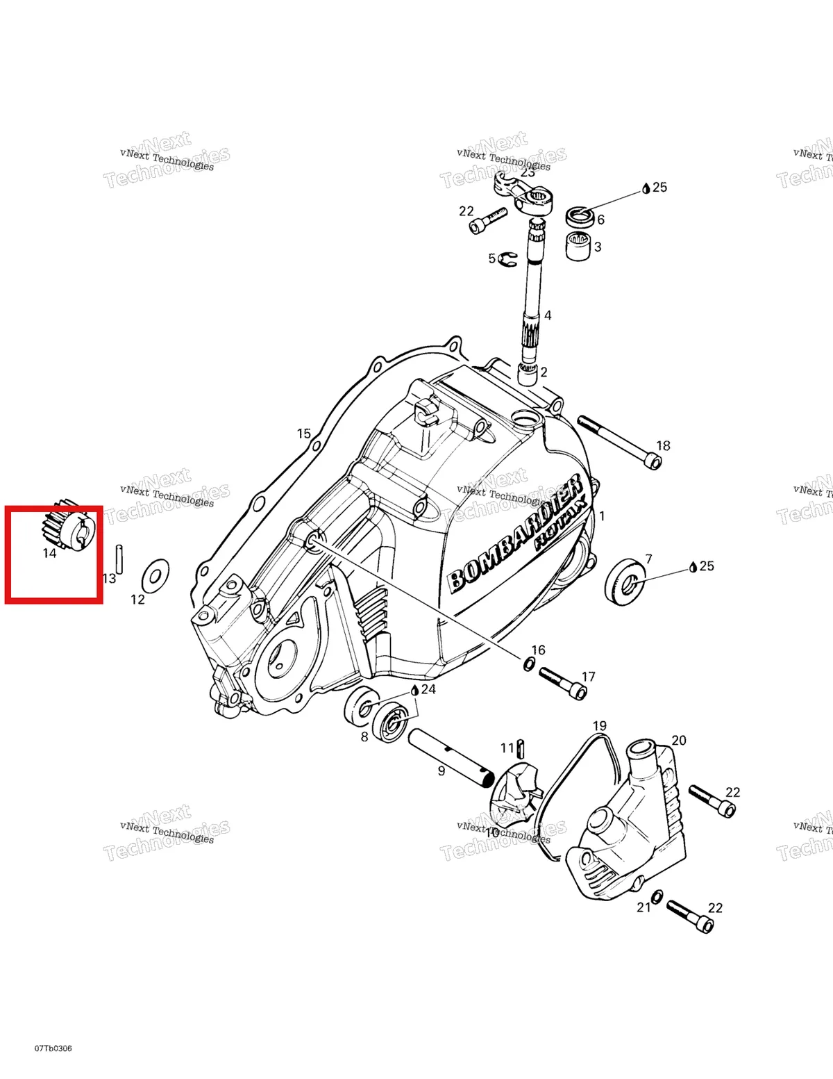 Деталь 420234620 на схеме узла 2003 Can-Am DS 650 Clutch Housing