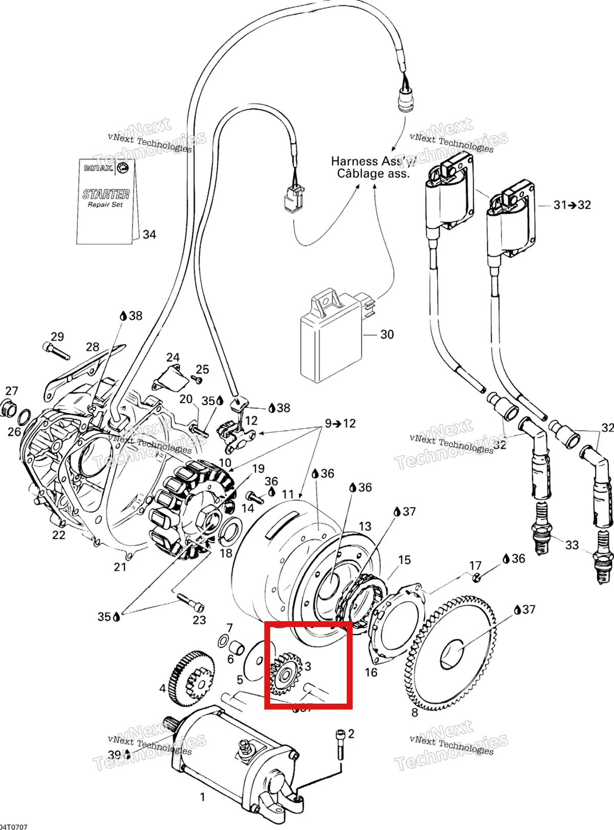 Деталь 420234655 на схеме узла 2007 Can-Am DS 650 X Ignition And Magneto