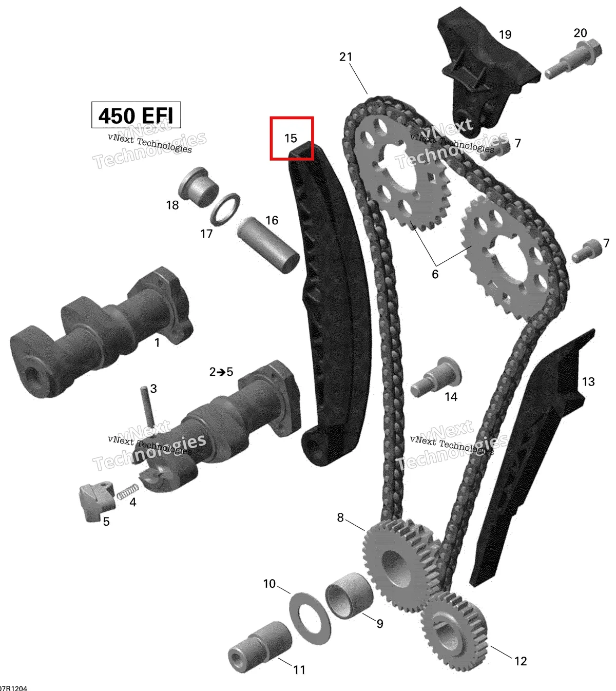 Деталь 420236300 на схеме узла 2015 Can-Am DS 450EFI STD Camshafts And Timing Chain
