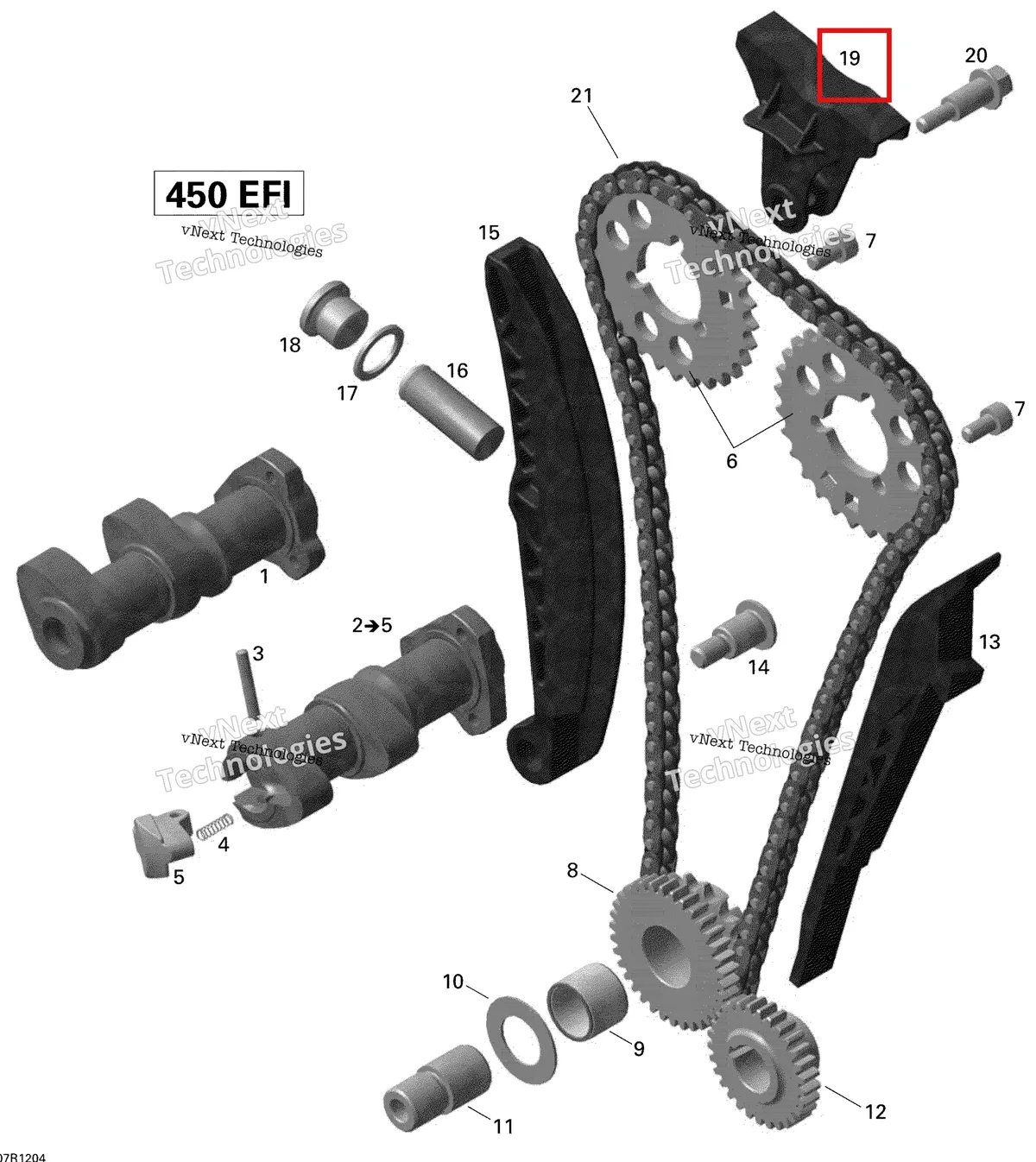 Деталь 420236320 на схеме узла 2015 Can-Am DS 450EFI STD Camshafts And Timing Chain
