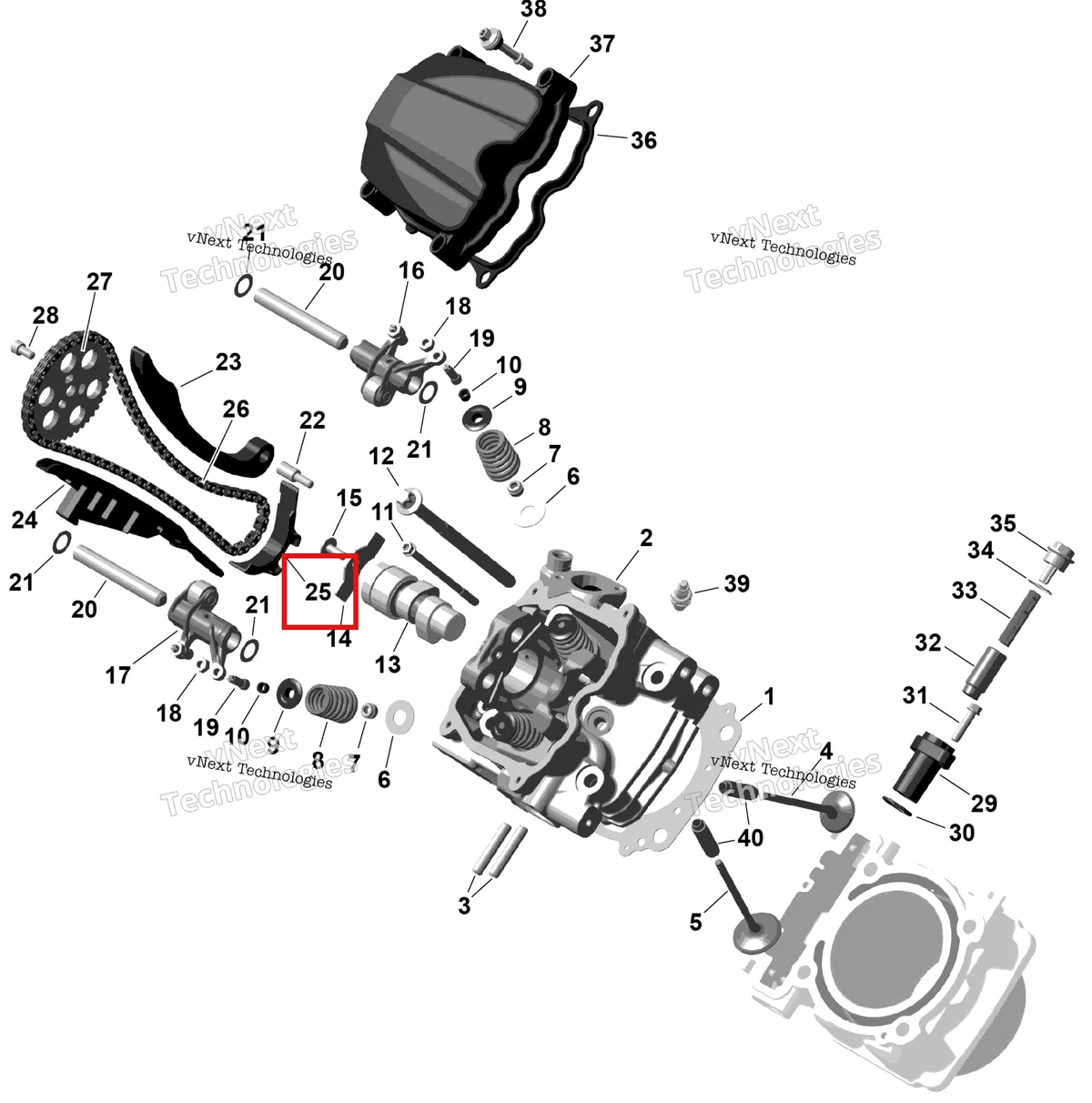 Деталь 420236351 на схеме узла 2026 Can-Am RENEGADE - 4X4 - XMR - 1000R EFI - 5UTA - Hyper Silver Rotax - Front Cylinder Head