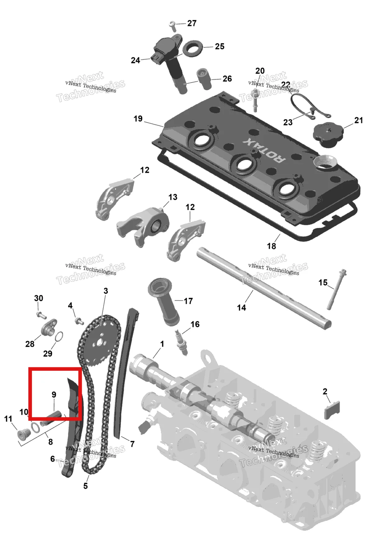 Деталь 420236393 на схеме узла 2026 Sea-Doo WAKE - 170 - BASE - 35TA - Northern Lichen - Audio Rotax - Valve Train