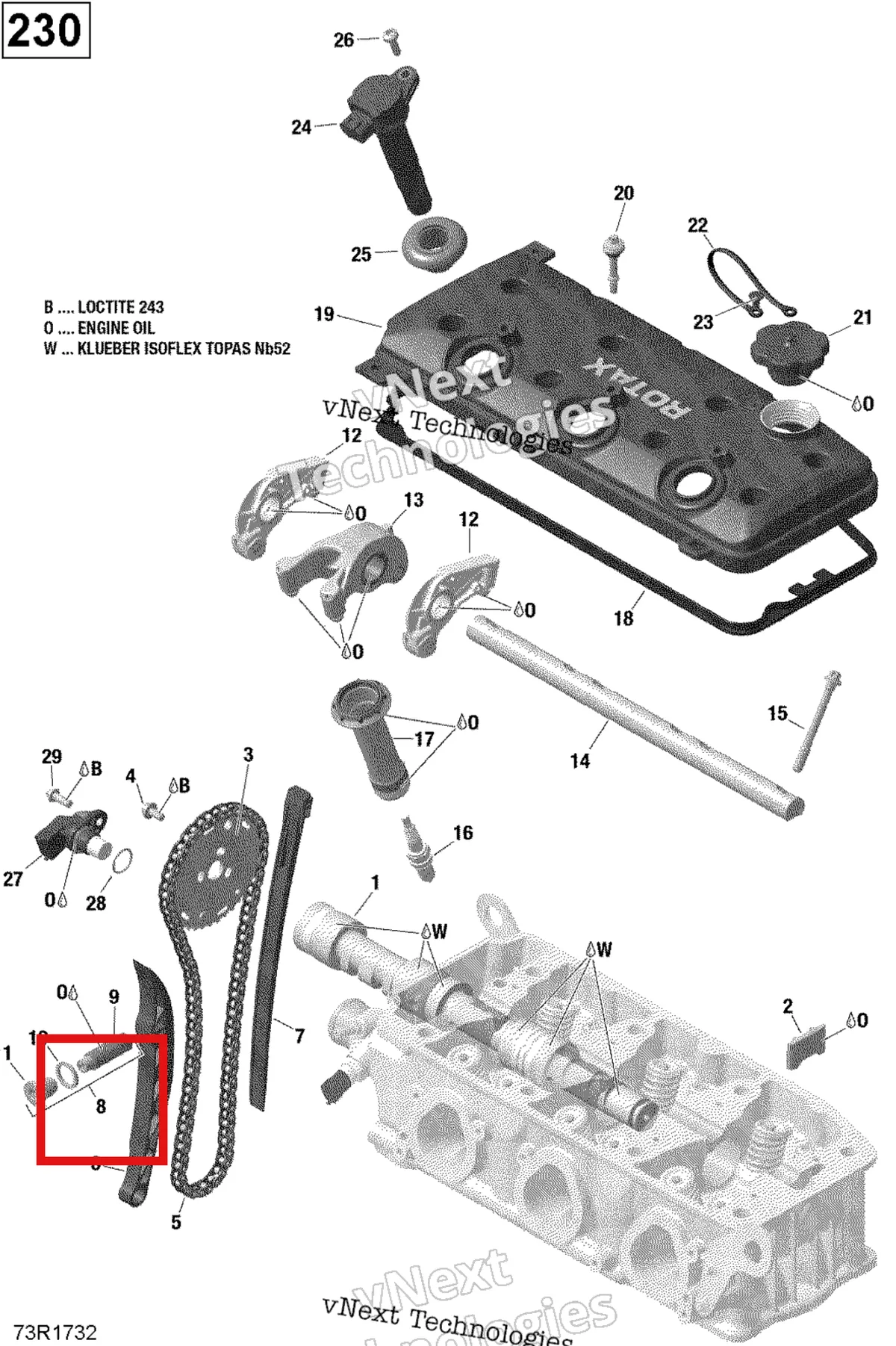 Деталь 420236941 на схеме узла 2017 Sea-Doo GTX Valve Train - 230