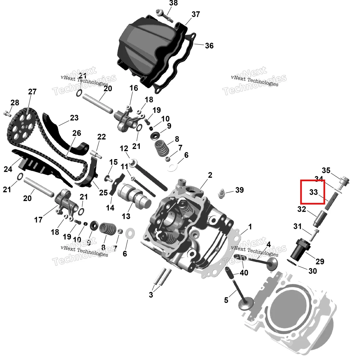 Деталь 420238120 (Пружина) на схеме узла 2026 Can-Am RENEGADE - 4X4 - XMR - 1000R EFI - 5UTA - Hyper Silver Rotax - Front Cylinder Head