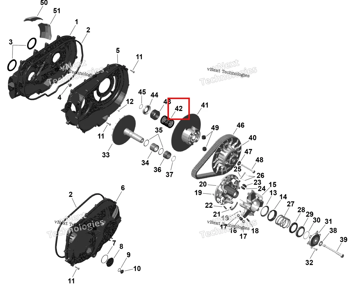 Деталь 420238186 (Компрессионный пружина Can-Am Outlander 4x4 XT 1000R (2025) (420238186)) на схеме узла 2026 Can-Am OUTLANDER - 4X4 - BACKCOUNTRY - 1000R - 4NTA - CALI - Dark Camo Rotax - Cvt