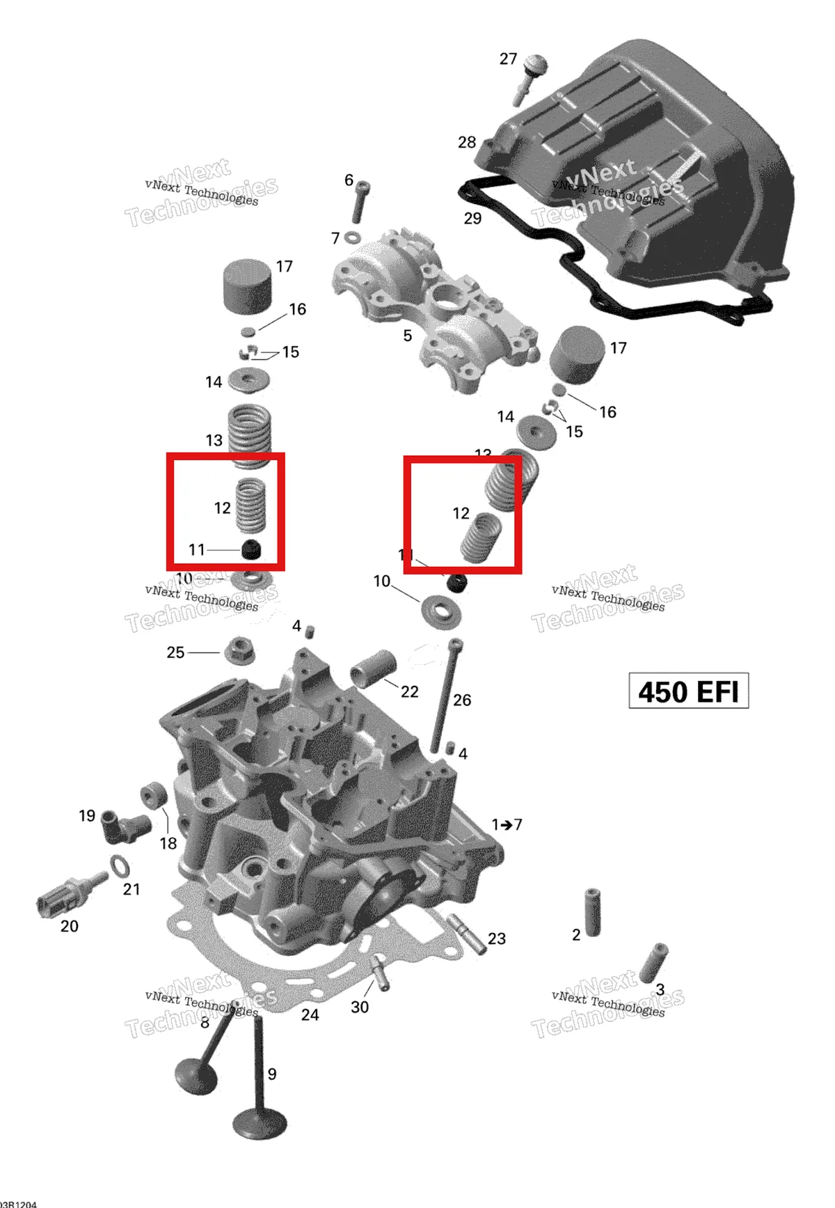 Деталь 420238201 на схеме узла 2015 Can-Am DS 450EFI STD Cylinder Head