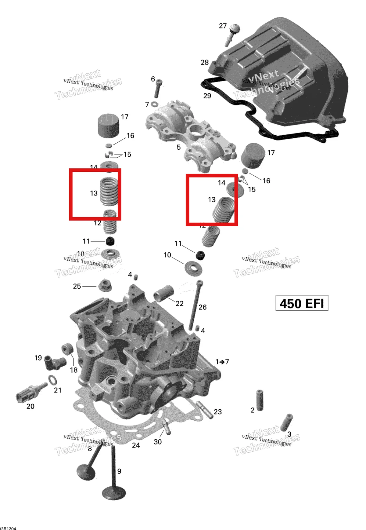 Деталь 420238211 на схеме узла 2015 Can-Am DS 450EFI STD Cylinder Head