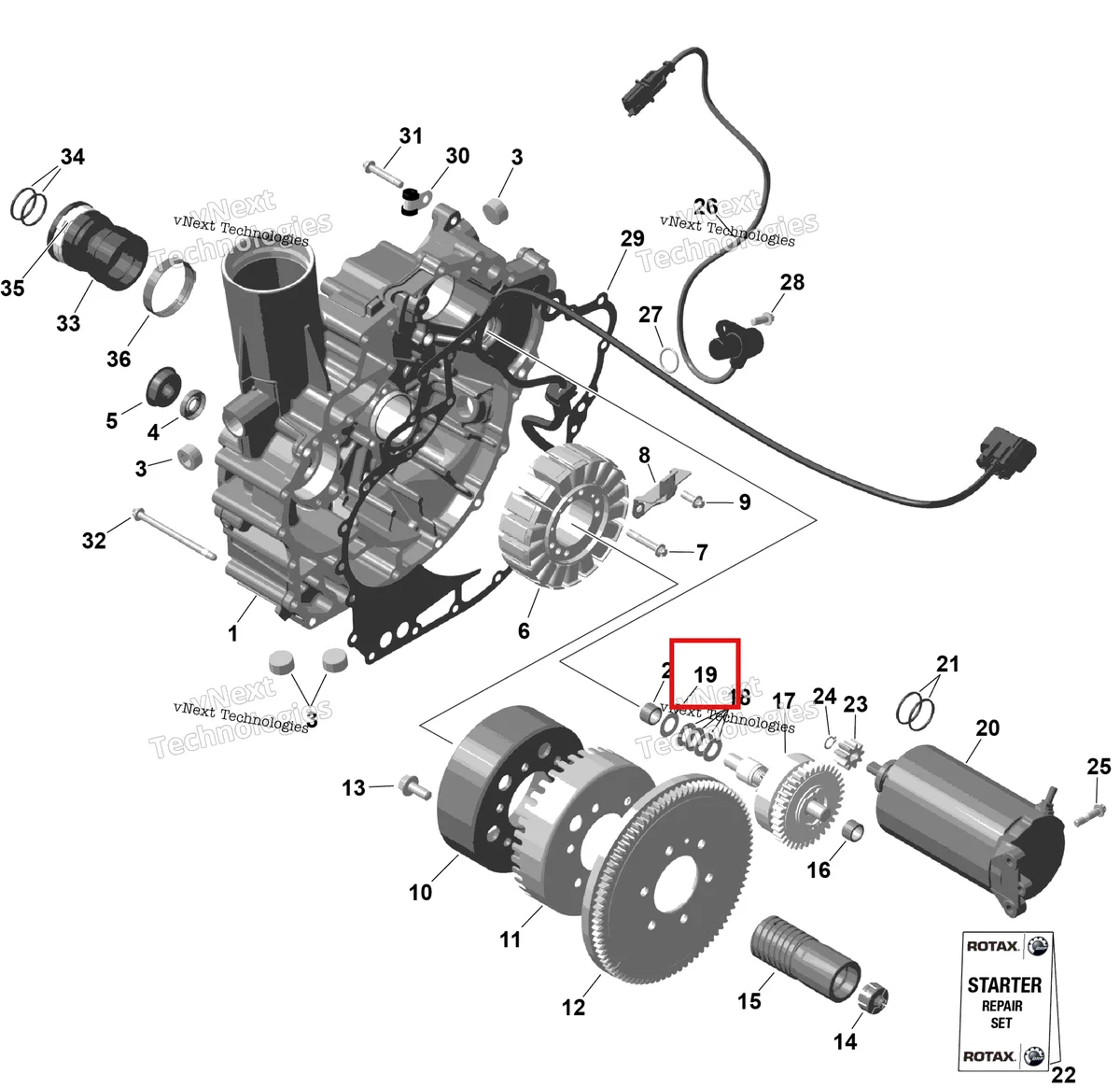 Деталь 420238300 на схеме узла 2026 Sea-Doo GTI - 130 - STD - 38TB - Bright White Rotax - Magneto And Electric Starter