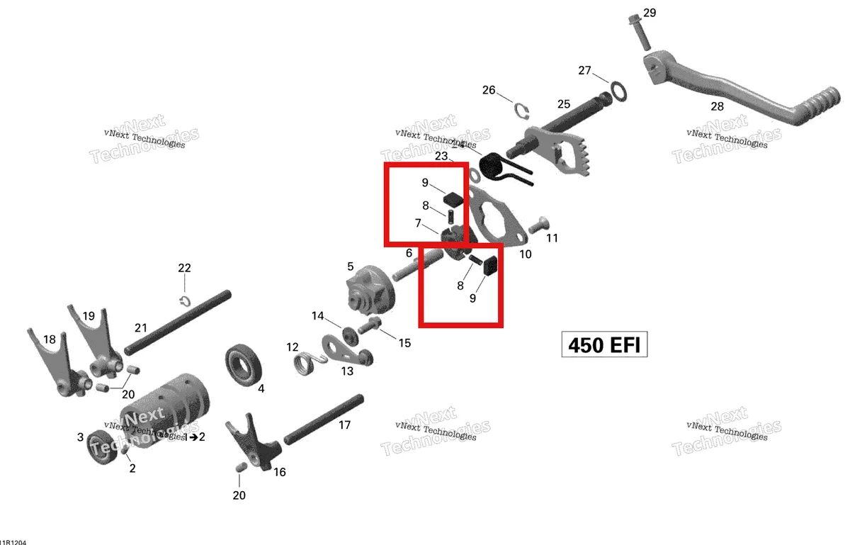 Деталь 420239130 на схеме узла 2015 Can-Am DS 450EFI STD Shifting