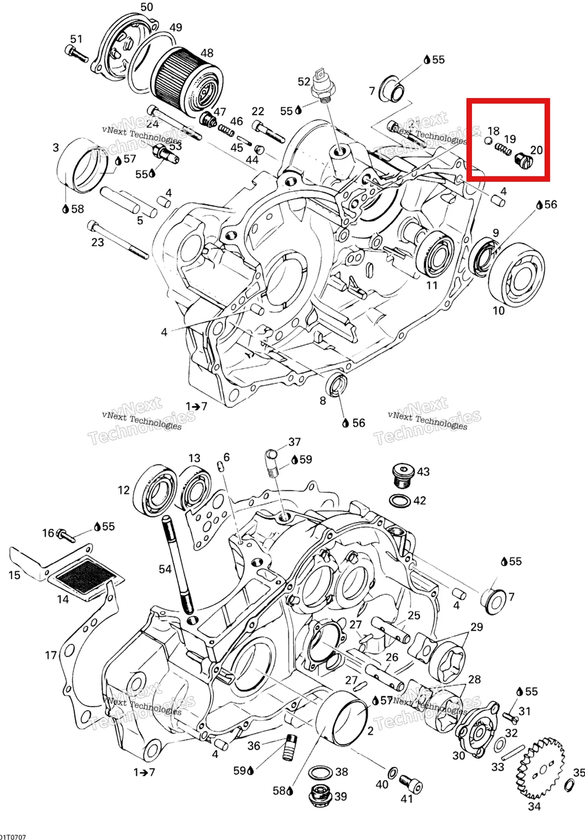 Деталь 420239280 на схеме узла 2007 Can-Am DS 650 X Crankcase