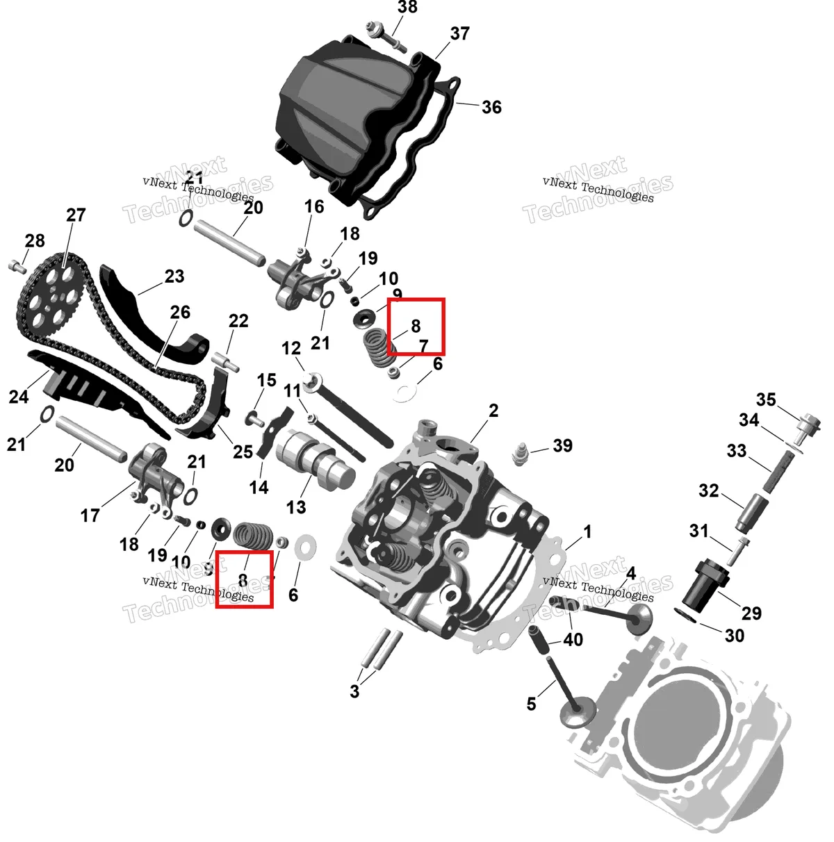 Деталь 420239292 на схеме узла 2026 Can-Am RENEGADE - 4X4 - XMR - 1000R EFI - 5UTA - Hyper Silver Rotax - Front Cylinder Head