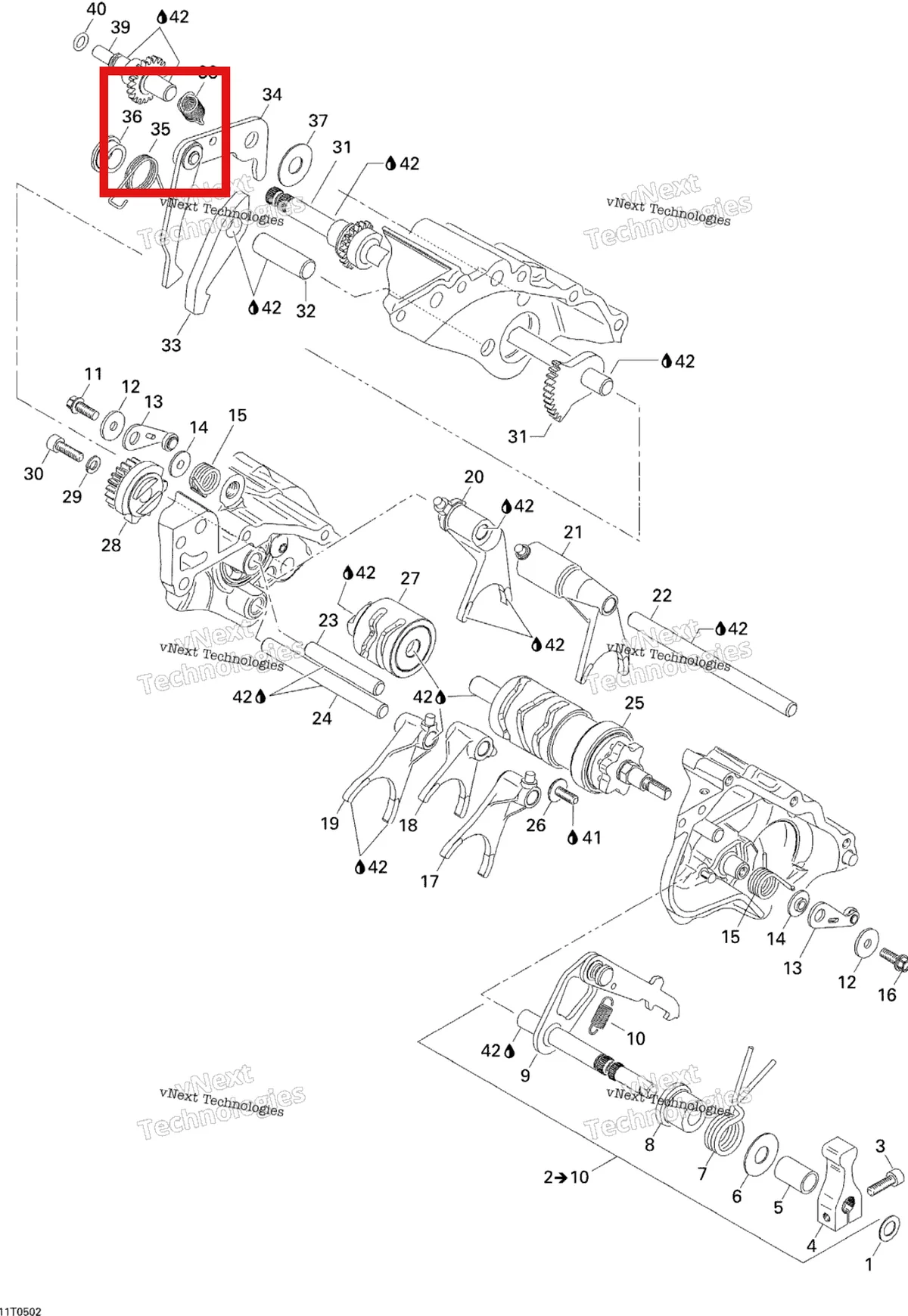 Деталь 420239550 на схеме узла 2005 Can-Am Traxter 5 Speed Gear Shift
