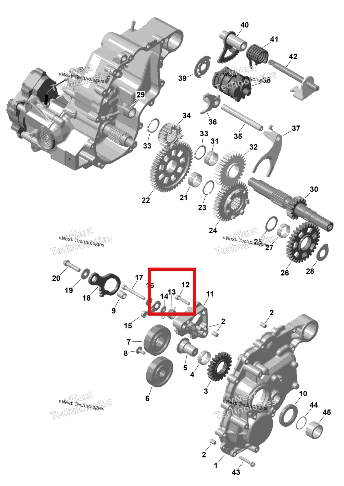 Деталь 420239561 на схеме узла 2026 Can-Am RENEGADE - 4X4 - XMR - 650 EFI - 5TTA - Catalyst Gray Rotax - Gearbox 2