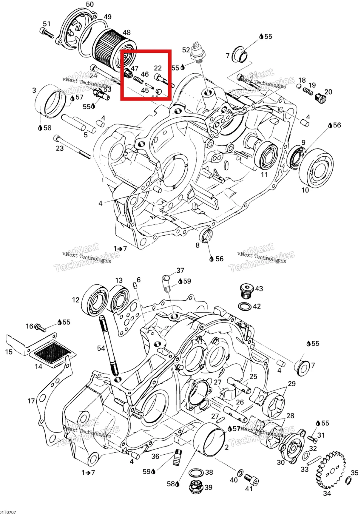 Деталь 420239810 на схеме узла 2007 Can-Am DS 650 X Crankcase