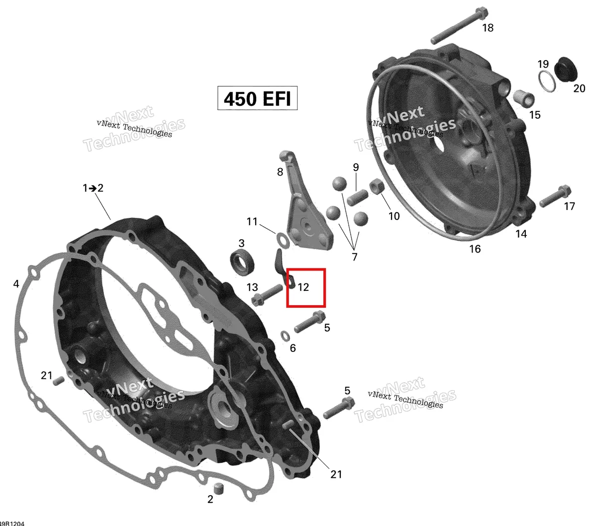 Деталь 420239907 на схеме узла 2015 Can-Am DS 450EFI STD Clutch Cover