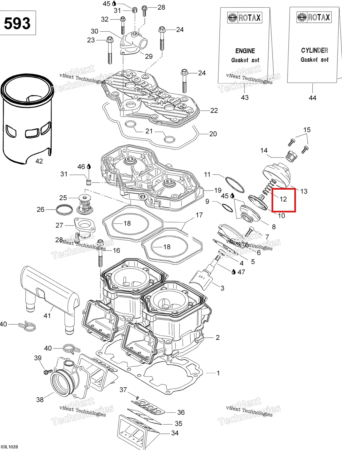 Деталь 420239948 (Пружина сжатия) на схеме узла 2010 Ski-Doo Skandic WT 600 Cylinder And Cylinder Head