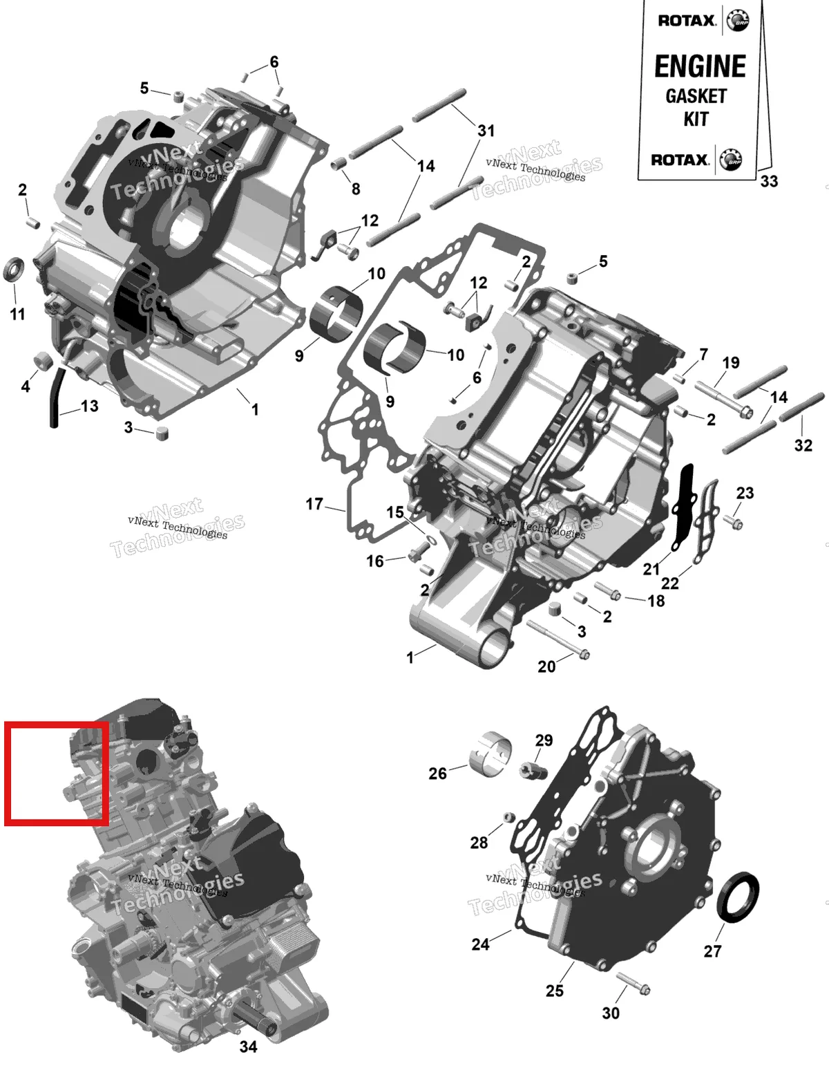 Деталь 420240170 (Заглушка) на схеме узла 2026 Can-Am RENEGADE - 4X4 - XMR - 1000R EFI - 5UTB - Scandi Blue Rotax - Crankcase
