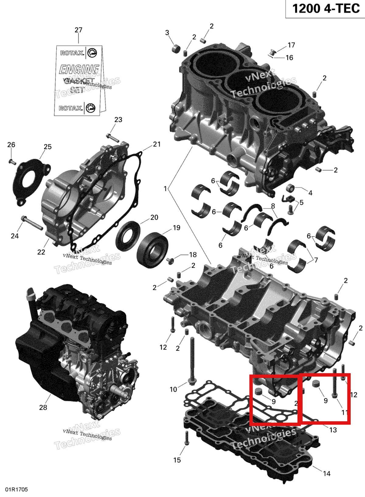 Деталь 420240178 (Деталь Screw Plug M16 X 1.5) на схеме узла 2019 Ski-Doo EXPEDITION LE-SE 1200 4-TEC Crankcase - 1200 Itc 4-Tec