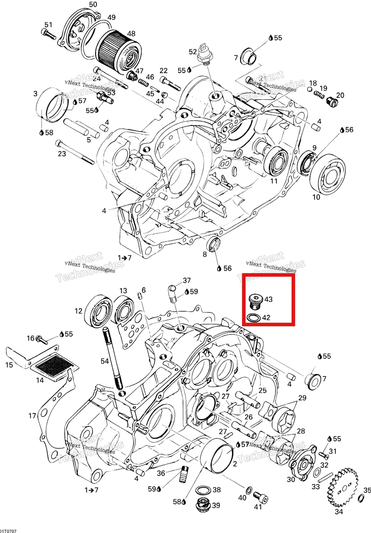 Деталь 420240232 на схеме узла 2007 Can-Am DS 650 X Crankcase