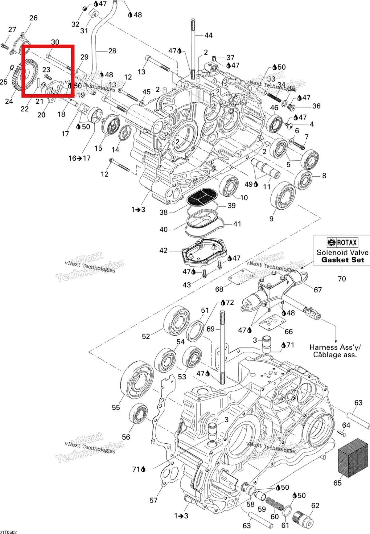 Деталь 420240400 на схеме узла 2005 Can-Am Traxter 5 Speed Crankcase