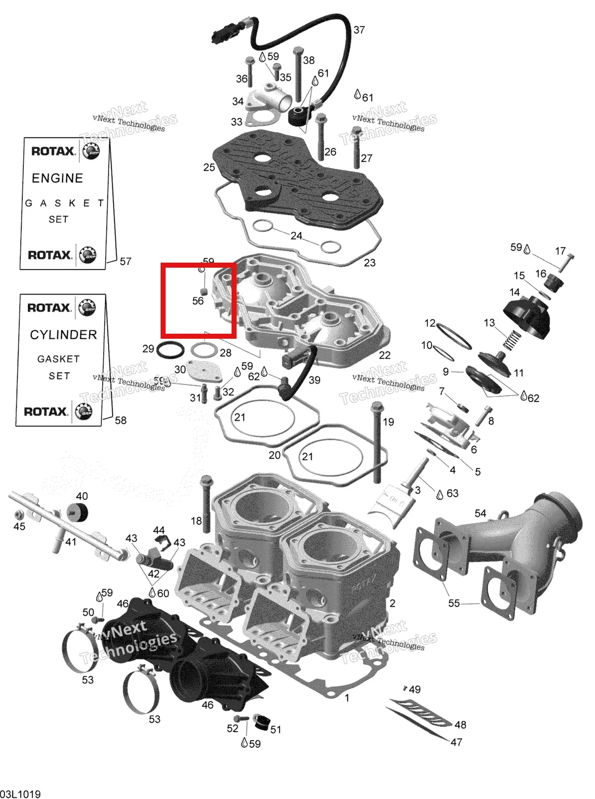 Деталь 420240480 (Пробка) на схеме узла 2010 Ski-Doo Expedition TUV SE 600HO SDI XU Cylinder And Cylinder Head
