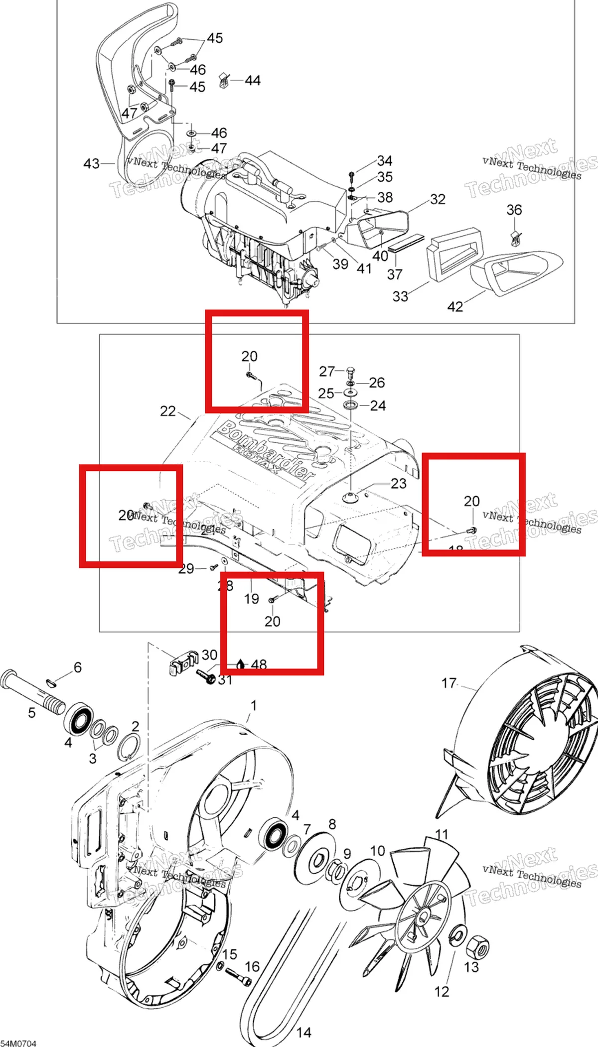 Деталь 420240580 (Деталь Taptite Screw M6x16) на схеме узла 2007 Ski-Doo Skandic LT 440F Fan