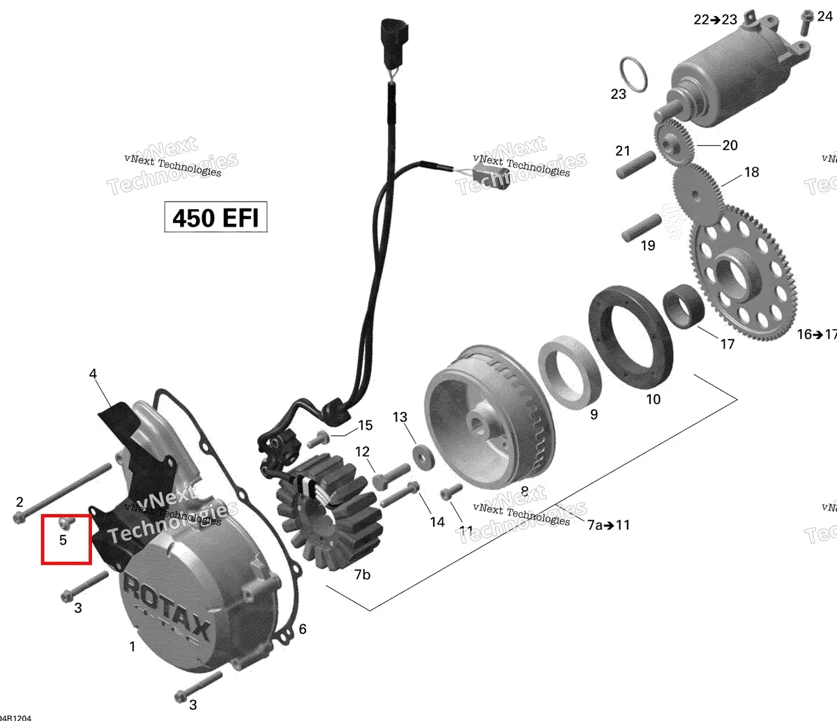 Деталь 420240607 на схеме узла 2015 Can-Am DS 450EFI STD Magneto And Electric Starter