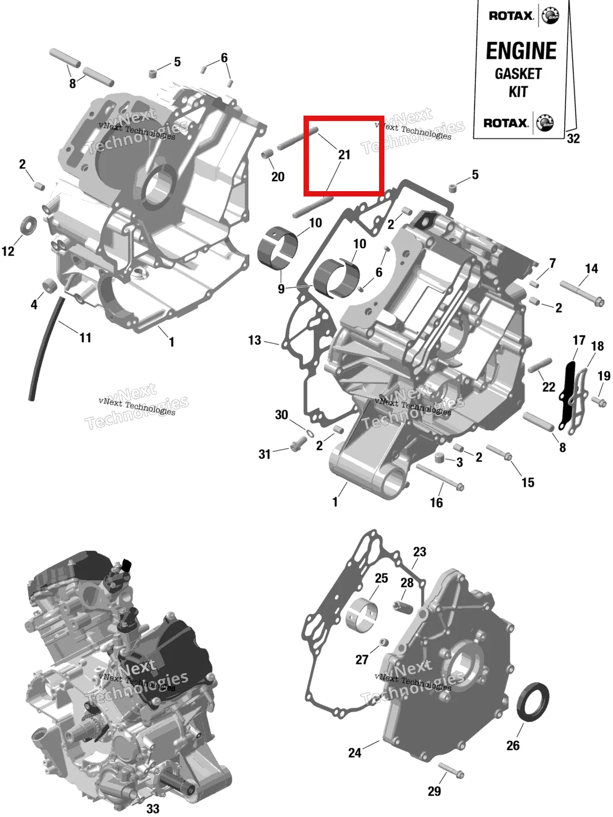 Деталь 420240814 (Шпилька Can-Am Commander 1000R EFI (2018) (420240814)) на схеме узла Rotax - Crankcase