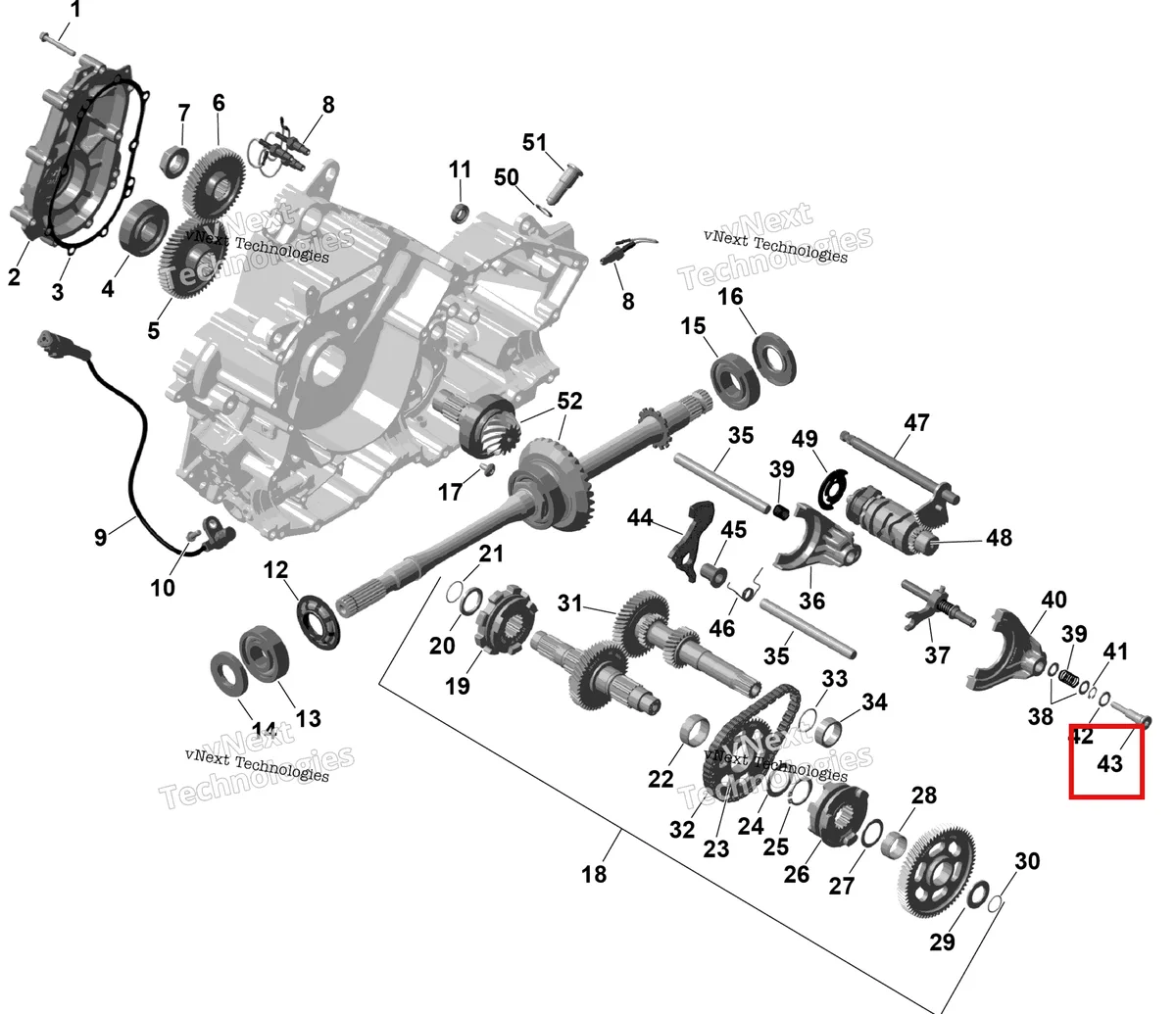 Деталь 420240921 (Подшипник винт M12 X1 5 Can-Am Outlander 4x4 XT 1000R (2025) (420240921)) на схеме узла 2026 Can-Am OUTLANDER - 2X4 - STD - 500 - 1KTB - Legion Red Rotax - Gearbox