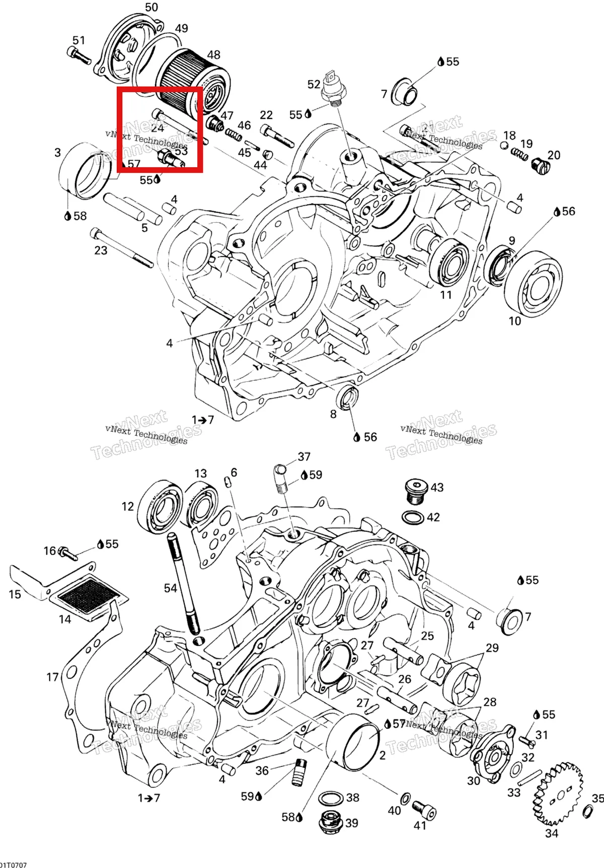Деталь 420241262 на схеме узла 2007 Can-Am DS 650 X Crankcase