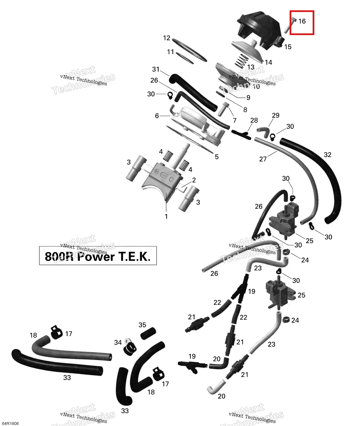 Деталь 420241270 (Деталь Taptite Screw M5 X 25) на схеме узла 2016 Ski-Doo SUMMIT 800R P-TEK 3D Rave - 800R Ptek