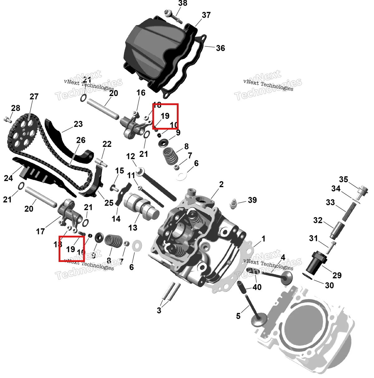 Деталь 420241337 на схеме узла 2026 Can-Am RENEGADE - 4X4 - XMR - 1000R EFI - 5UTA - Hyper Silver Rotax - Front Cylinder Head