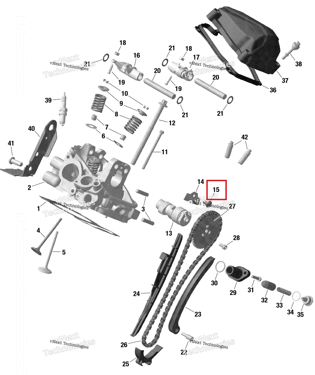 Деталь 420241525 на схеме узла 2020 Can-Am Commander 800R EFI Cylinder Head, Rear - 800R Efi