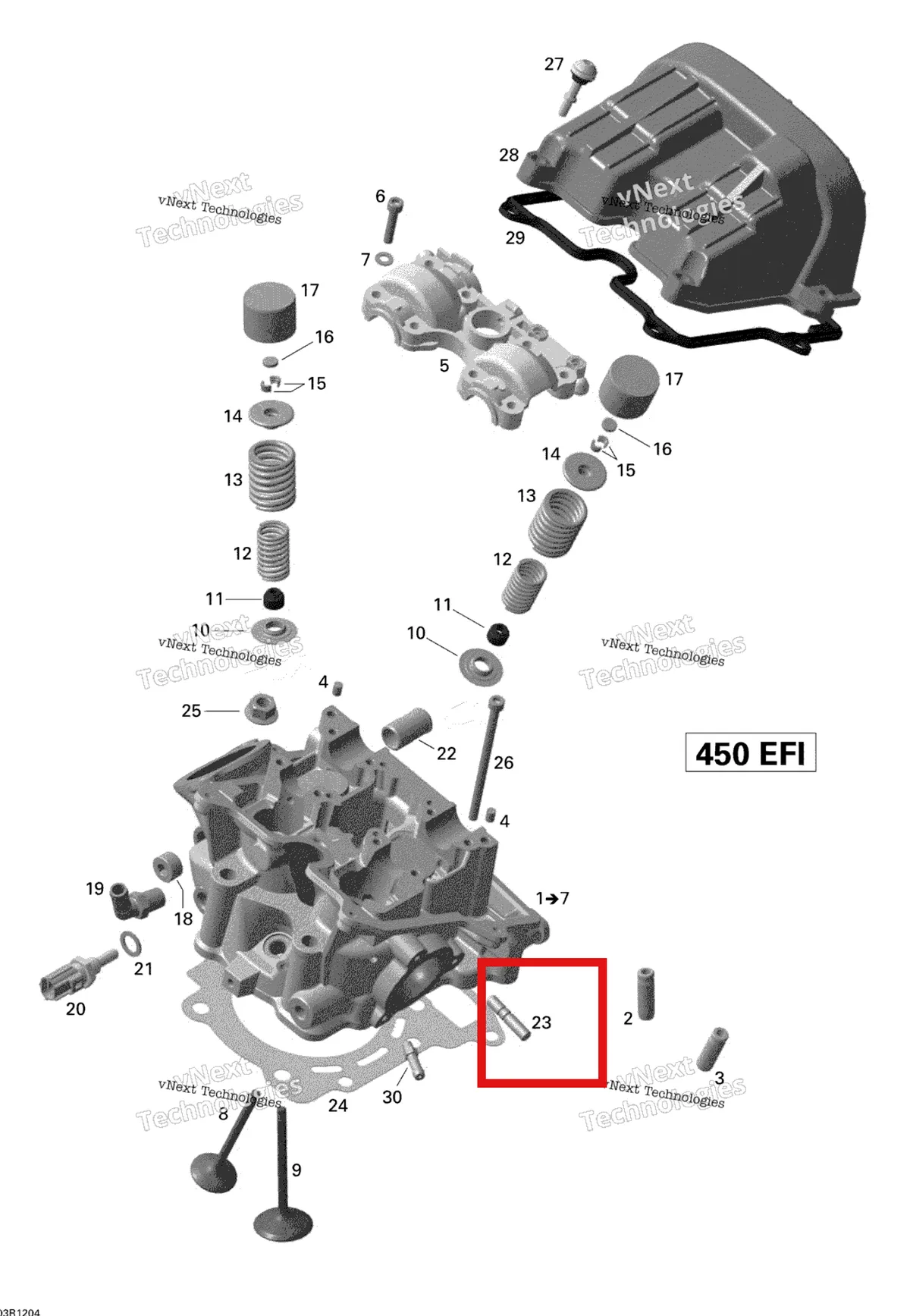 Деталь 420241560 на схеме узла 2015 Can-Am DS 450EFI STD Cylinder Head