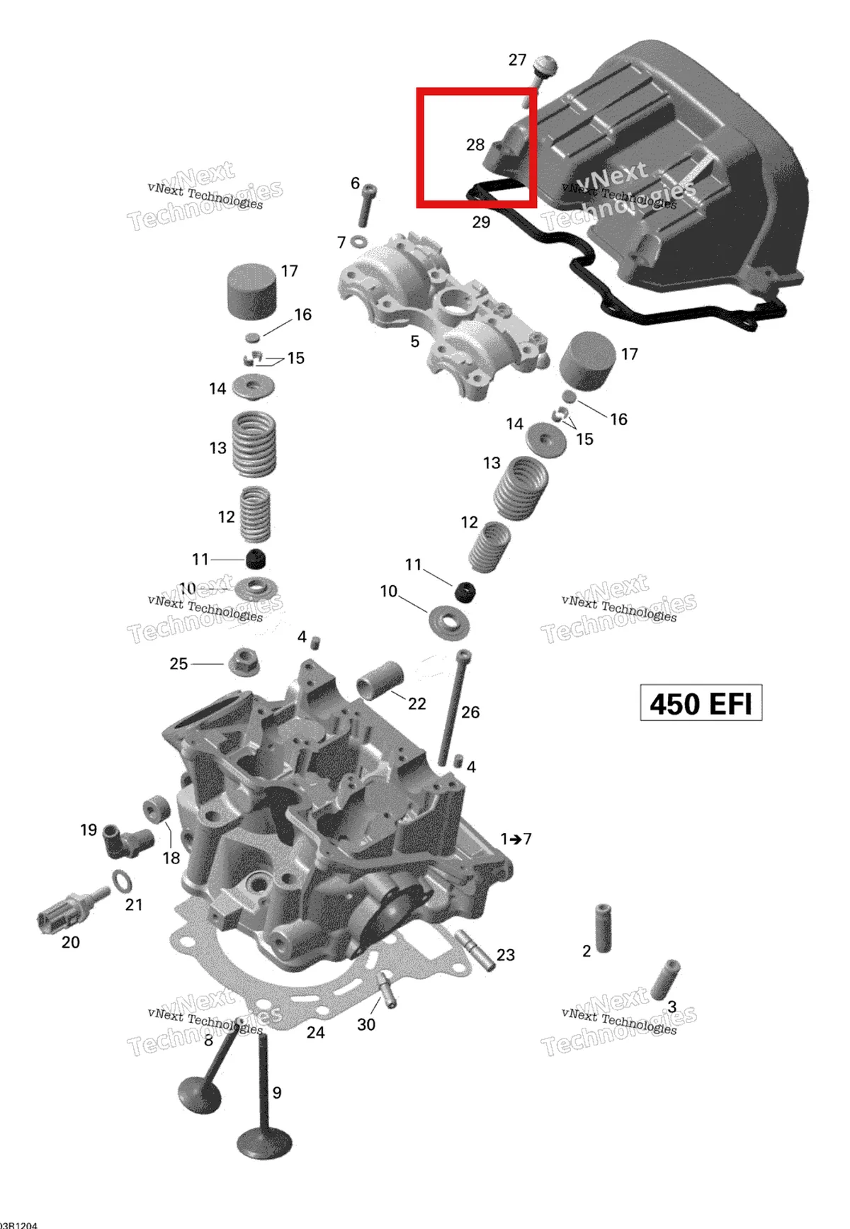 Деталь 420241625 на схеме узла 2015 Can-Am DS 450EFI STD Cylinder Head