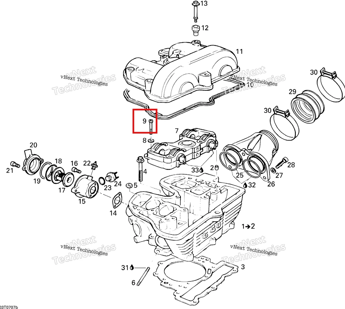 Деталь 420241820 на схеме узла 2007 Can-Am DS 650 X Cylinder Head