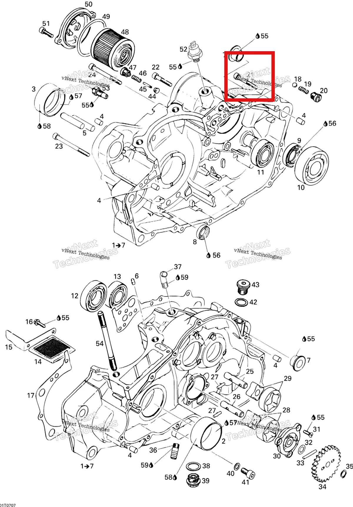 Деталь 420241822 на схеме узла 2007 Can-Am DS 650 X Crankcase