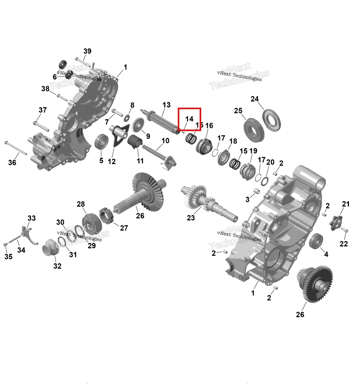 Деталь 420241939 на схеме узла 2026 Can-Am RENEGADE - 4X4 - XMR - 1000R EFI - 5UTA - Hyper Silver Rotax - Gearbox 1