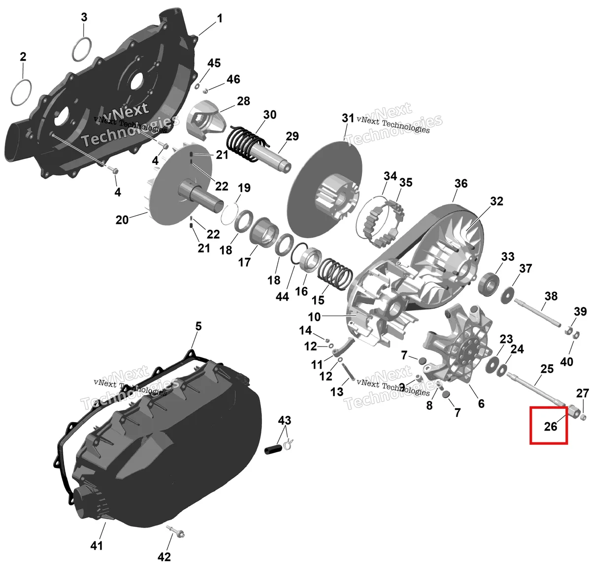 Деталь 420242381 (Гнездо винт установочный Can-Am Commander 1000R EFI (2018) (420242381)) на схеме узла 2026 Can-Am RENEGADE - 4X4 - XMR - 1000R EFI - 5UTA - Hyper Silver Rotax - Cvt