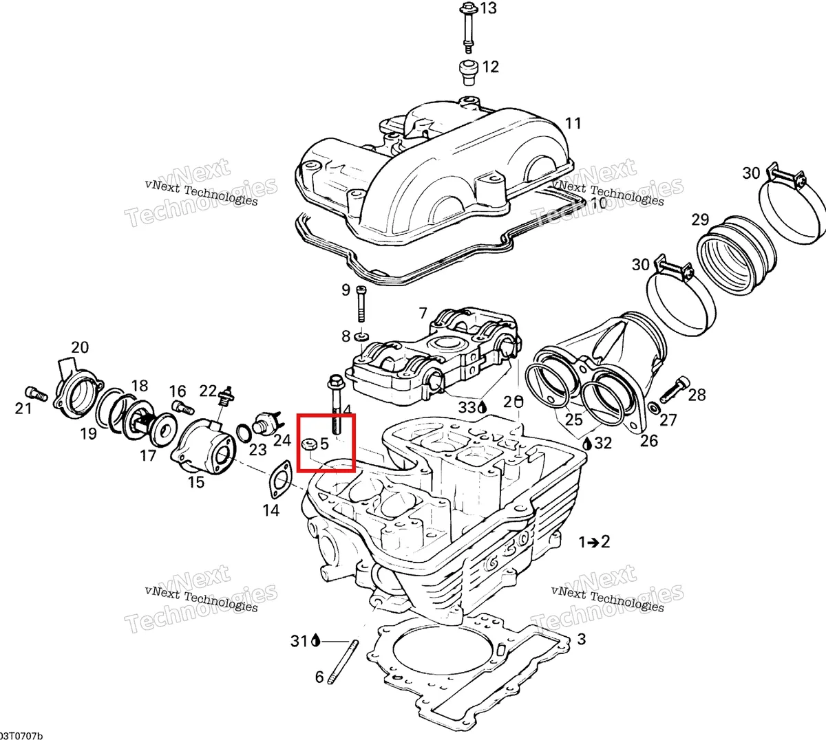 Деталь 420242855 на схеме узла 2007 Can-Am DS 650 X Cylinder Head