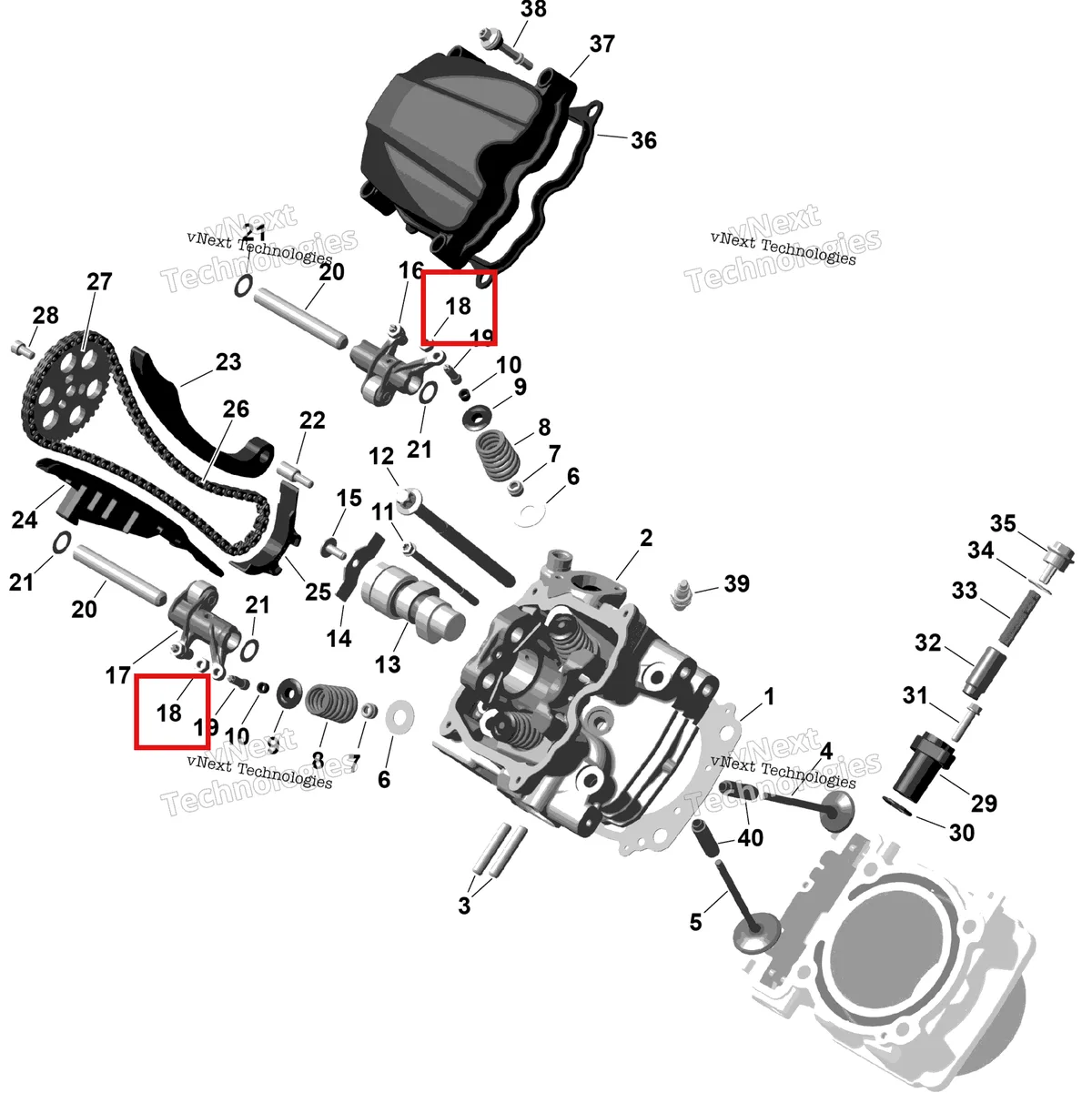 Деталь 420242911 (Гайка шестигранная M6 Can-Am Maverick Sport 1000R XRC (2020) (420242911)) на схеме узла 2026 Can-Am RENEGADE - 4X4 - XMR - 1000R EFI - 5UTA - Hyper Silver Rotax - Front Cylinder Head