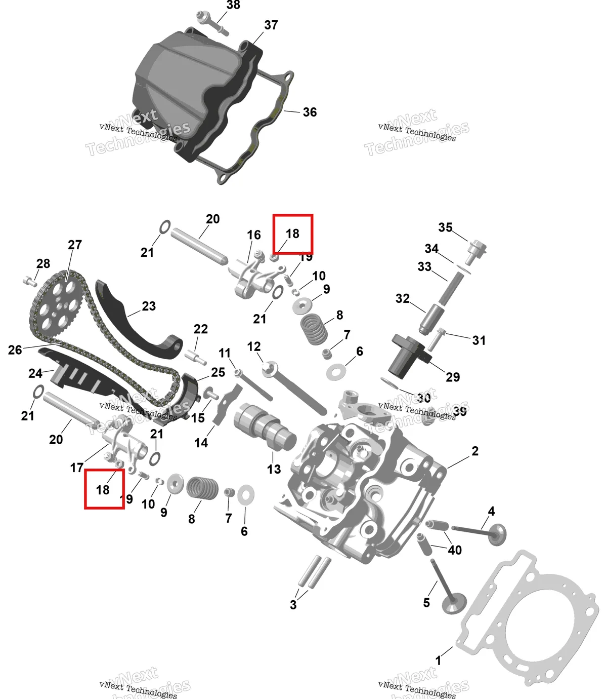 Деталь 420242913 на схеме узла 2026 Can-Am RENEGADE - 4X4 - XMR - 650 EFI - 5TTA - Catalyst Gray Rotax - Front Cylinder Head