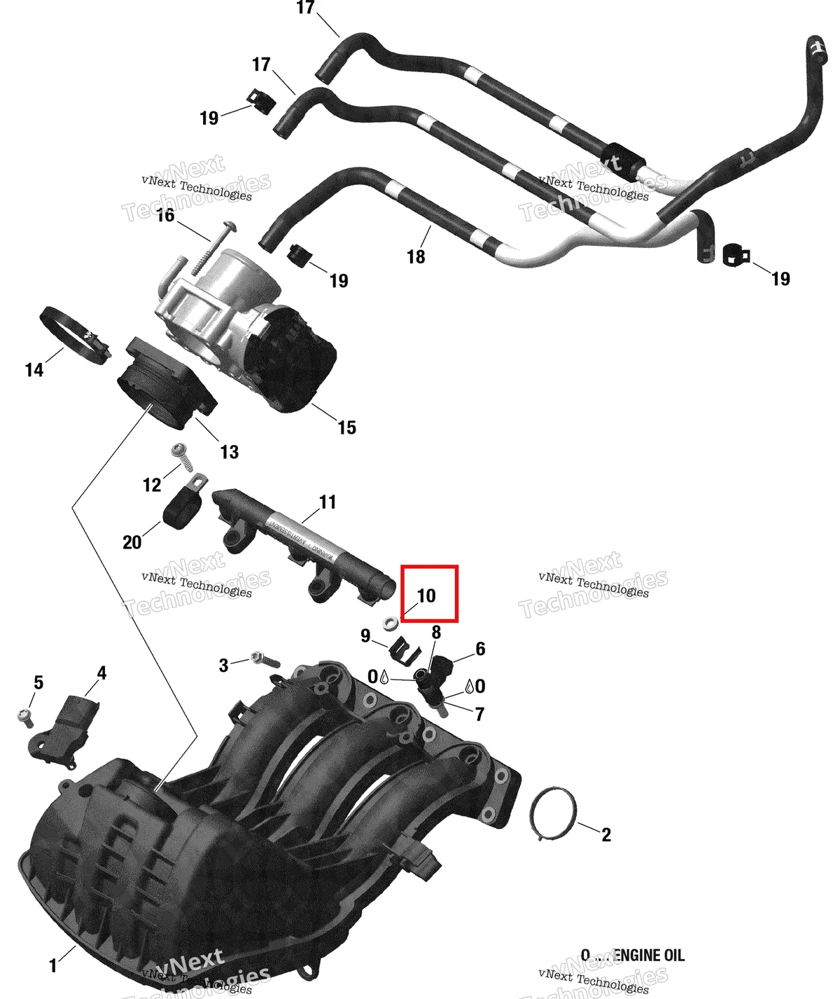Деталь 420244036 на схеме узла 2020 Ski-Doo EXPEDITION SWT 900 ACE Engine - Air Intake Manifold And Throttle Body - 900 Ace