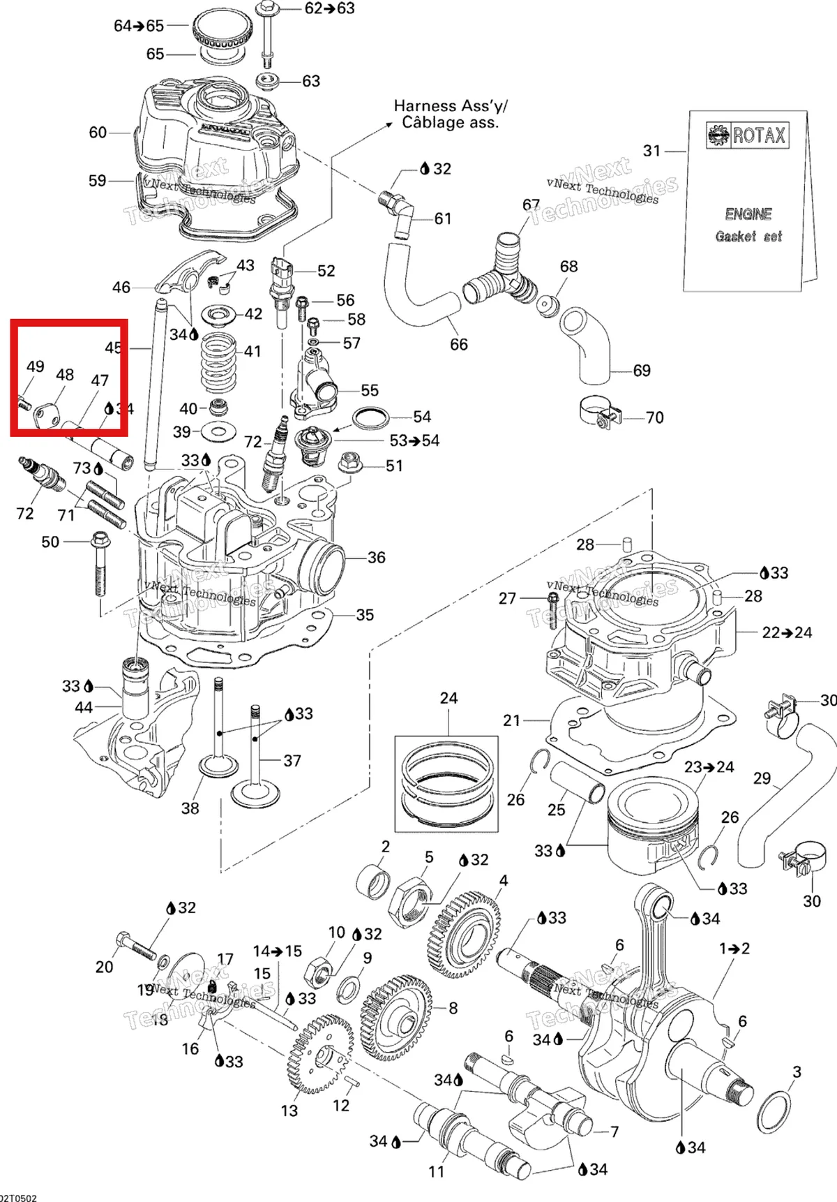 Деталь 420244250 на схеме узла 2005 Can-Am Traxter 5 Speed Crankshaft, Piston And Cylinder